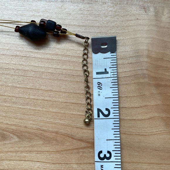 Statement Necklace Black & Brown Shell Beaded Three Strand. - Picture 6 of 7